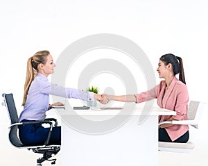Employer have been invited to sign work contract after successful job interview