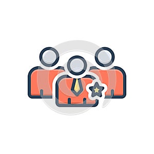 Color illustration icon for Employer, head and group photo