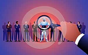 Employer searching for candidates, with a robot standing out as the preferred choic