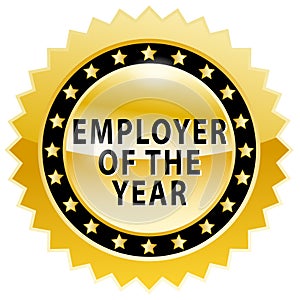 Employer of the year, golden badge, vector illustration