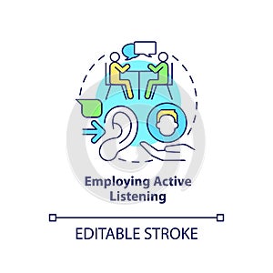 Employing active listening concept icon photo