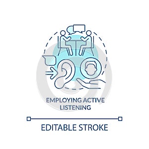 Employing active listening turquoise concept icon photo