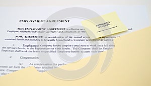 Employment Agreement Approved By Legal