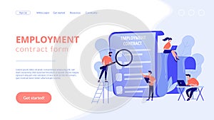 Employment agreement concept landing page