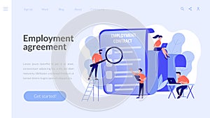 Employment agreement concept landing page