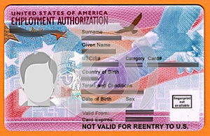 Employment authorization EAD card from USCIS photo