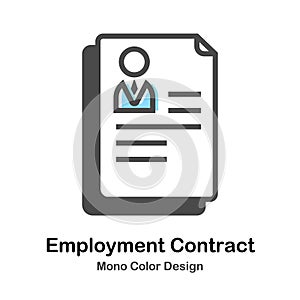 Employment Contract Mono Color Illustration