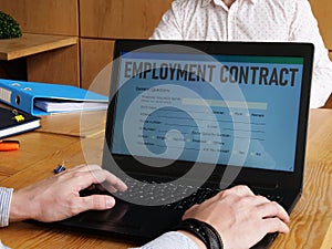 Employment contract is shown using the text