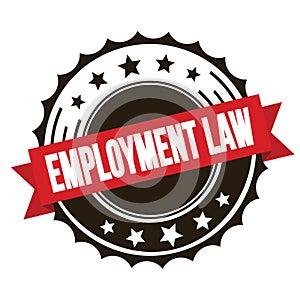 EMPLOYMENT LAW text on red brown ribbon stamp