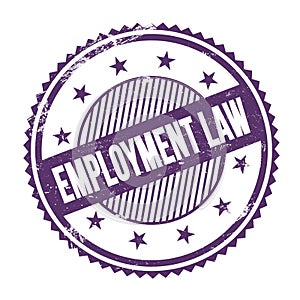 EMPLOYMENT LAW text written on purple indigo grungy round stamp