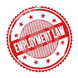 EMPLOYMENT LAW text written on red grungy round stamp