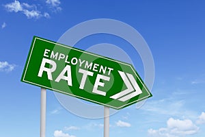 Employment rate text and downward arrow