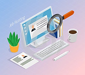 Employment Recruitment Isometric Background