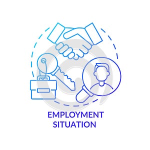 Employment situation blue gradient concept icon