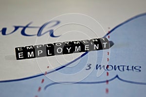 Employment on wooden blocks. Employed Career Job Hiring Concept