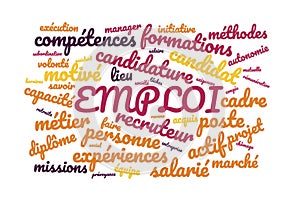 Employment word cloud vector illustration in French language