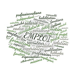 Employment word cloud vector illustration in French language