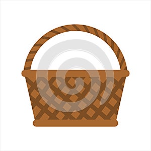 Emplty wicker basket with handle