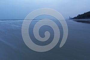 Emply ocean view from remote place at dusk, Lonely wandering in Dark beach