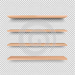 Emply Wooden Shelf Isolated Transparent Background