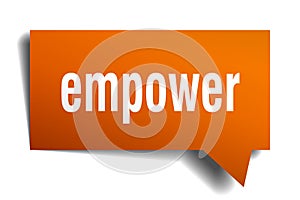 Empower orange 3d speech bubble