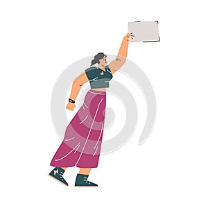 Empowered woman with sign vector illustration photo