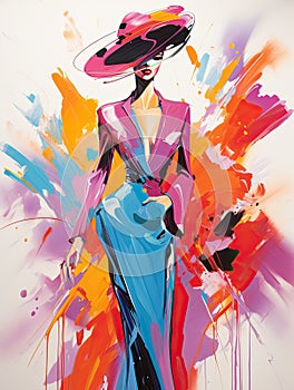 Empowered supermodel and colorful abstract art.