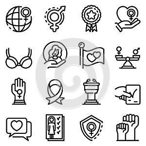 Empowerment icons set, outline style