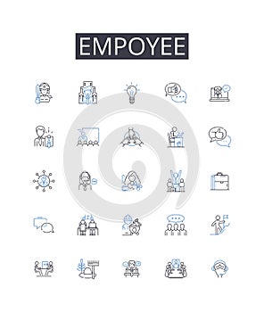 Empoyee line icons collection. Team member, Staffer, Worker bee, Crew member, Laborer, Office worker, Co-worker vector