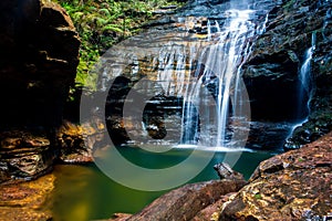 The Empress Falls on the Valley of Waters walk at Wentworth Falls New South Wales Australia on 2nd August 2019