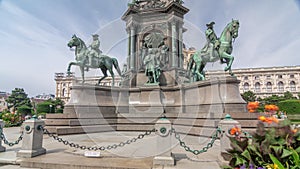 Empress Maria Theresia Monument timelapse hyperlapse and Art History Museum in Vienna, Austria.