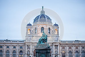 Empress Maria Theresia statue, built in the 19th century, on Maria Theresien Platz, facing the Art Museum Kunsthistorisches Museum