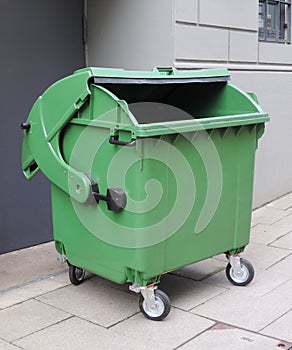 Emptied garbage bin