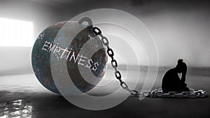 Emptiness - a metaphorical view of a woman struggle with emptiness. Trapped alone and chained to a burden of Emptiness.