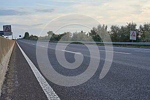 empty 4-lane motorway at evening