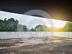 empty abandoned concrete building in the forest