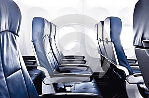 Empty airplane seats - economy or coach class photo