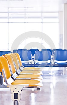 Empty airport chairs