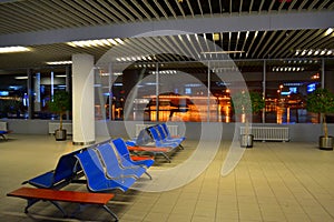 Empty airport evening lounge