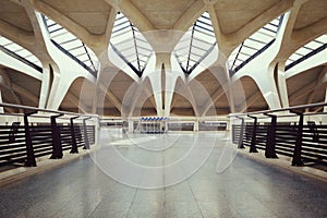 Empty airport hall way