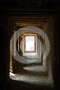 Empty aisle in an ancient buddhist monastery