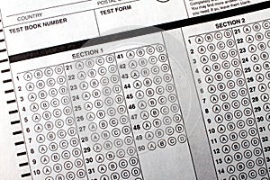 Empty Answer sheet of test form