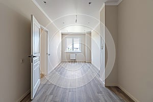 Empty apartment with modern renovation, unfurnished. Real photo