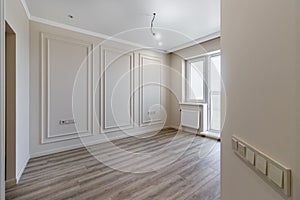 Empty apartment with modern renovation, unfurnished. Real photo