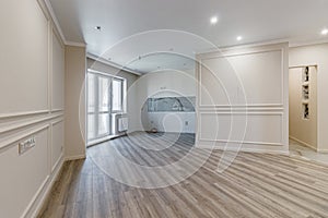 Empty apartment with modern renovation, unfurnished. Real photo