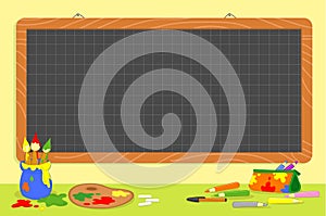 Empty art school checkered blackboard vector illustration