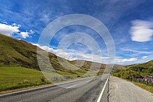 Rural area road, New Zealand, Canterbury, South island