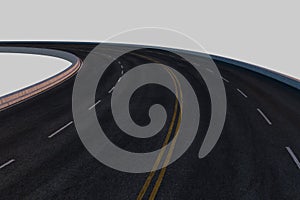 The empty asphalt road with white background, 3d rendering