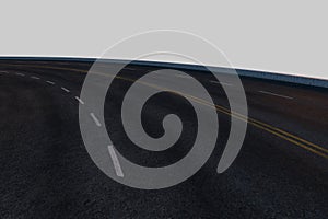The empty asphalt road with white background, 3d rendering
