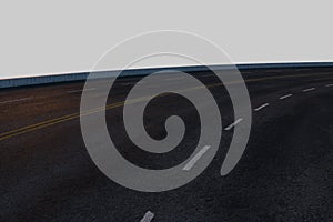 The empty asphalt road with white background, 3d rendering